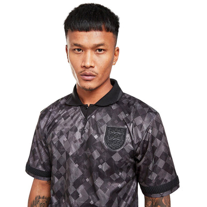 Black - Side - Score Draw Mens 1990 Black Out England FA Football Shirt