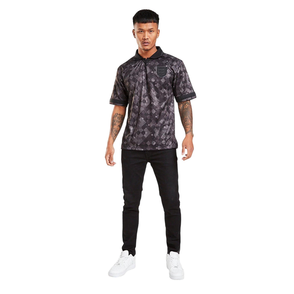 Black - Pack Shot - Score Draw Mens 1990 Black Out England FA Football Shirt