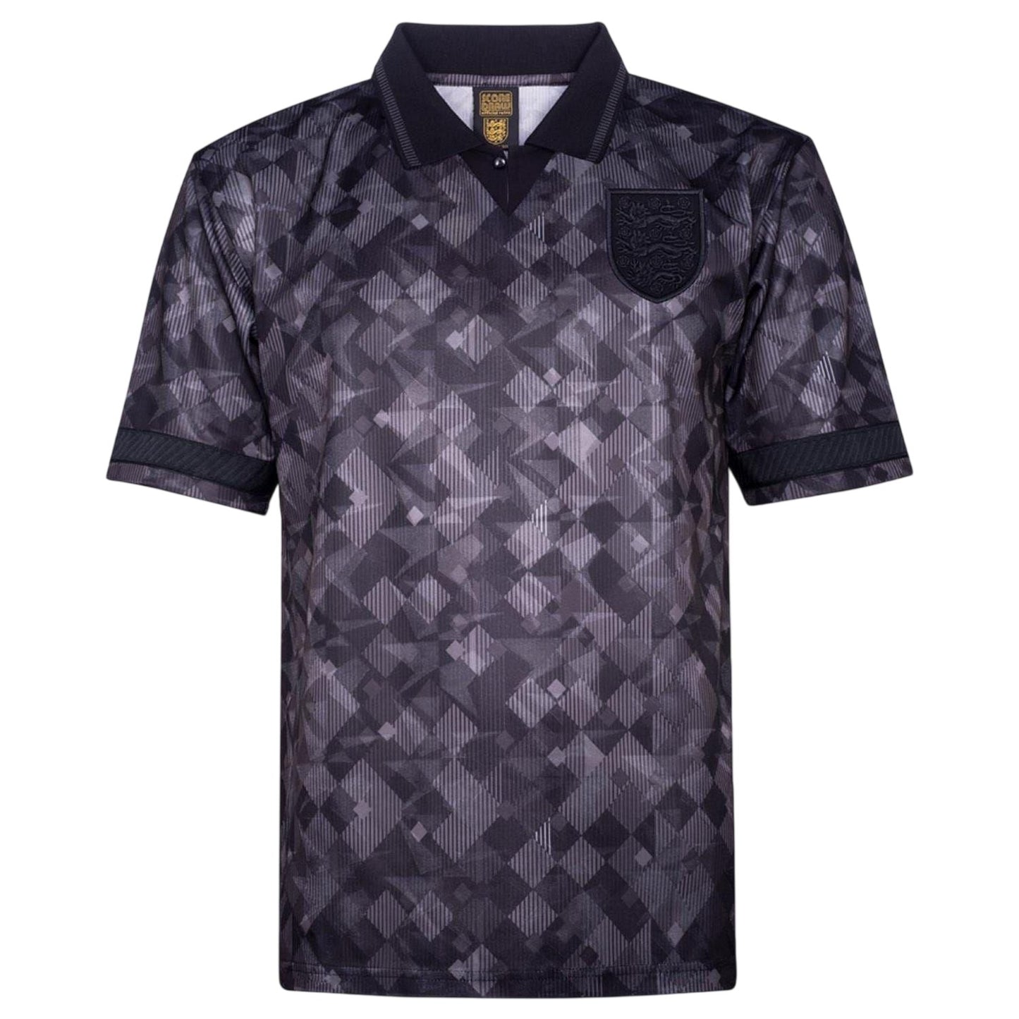 Black - Front - Score Draw Mens 1990 Black Out England FA Football Shirt