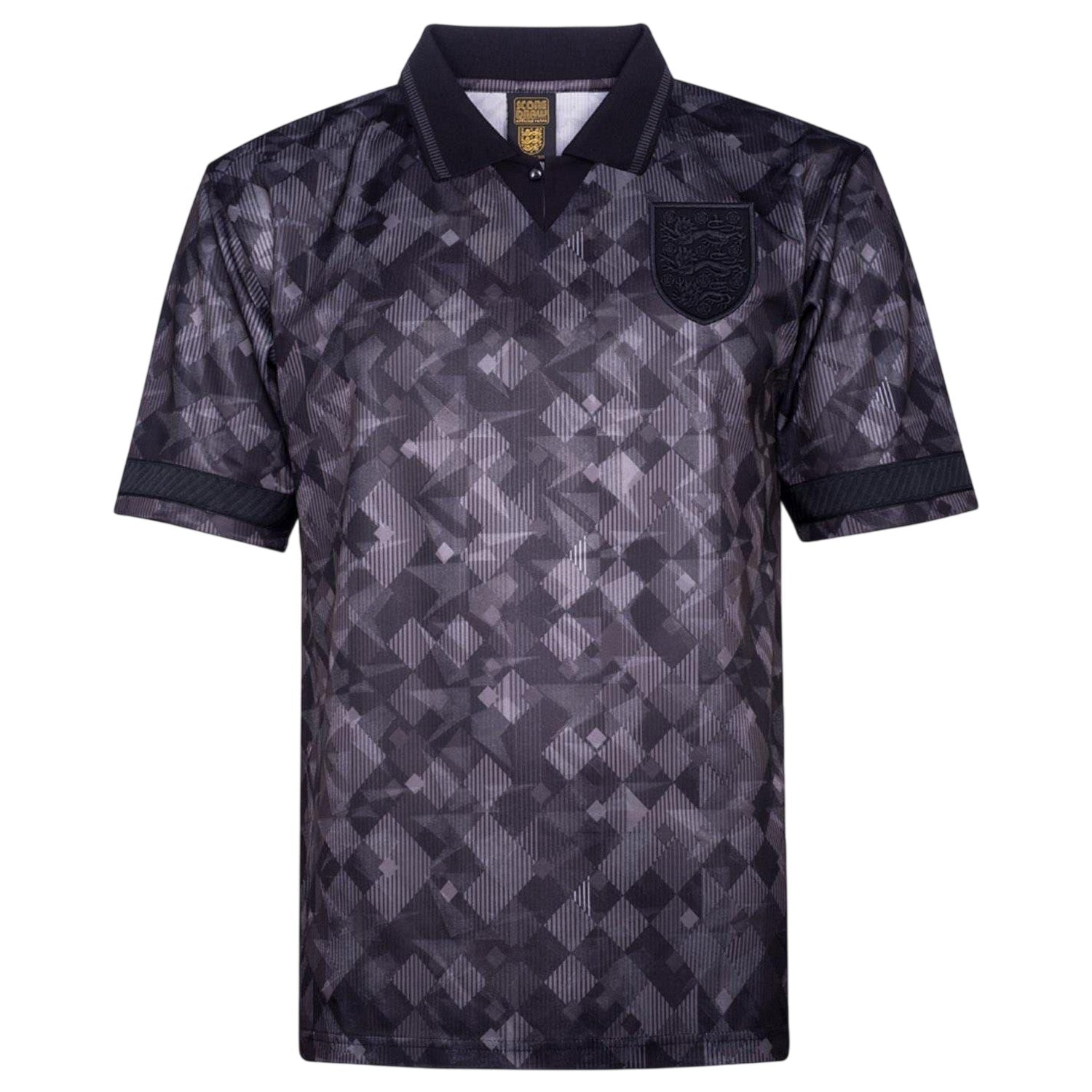 Black - Front - Score Draw Mens 1990 Black Out England FA Football Shirt