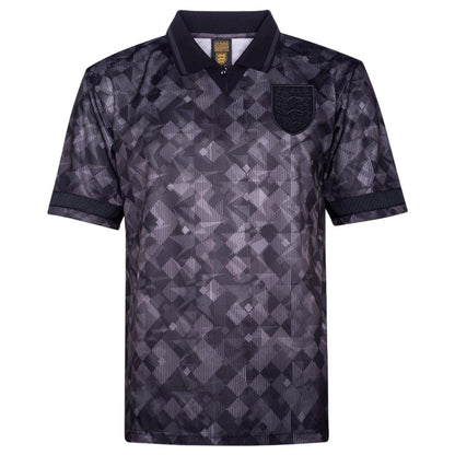 Black - Front - Score Draw Mens 1990 Black Out England FA Football Shirt