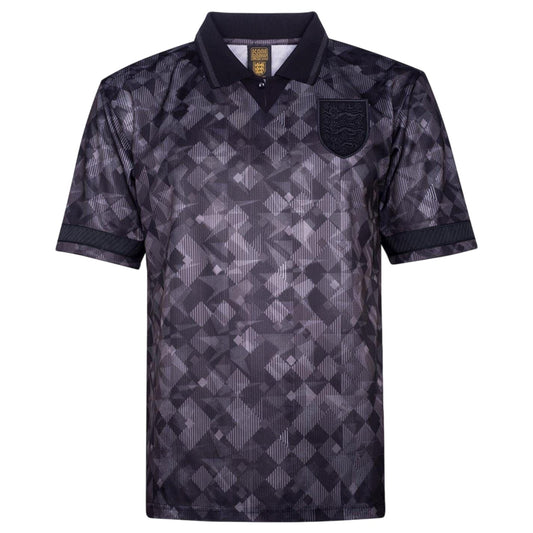 Black - Front - Score Draw Mens 1990 Black Out England FA Football Shirt
