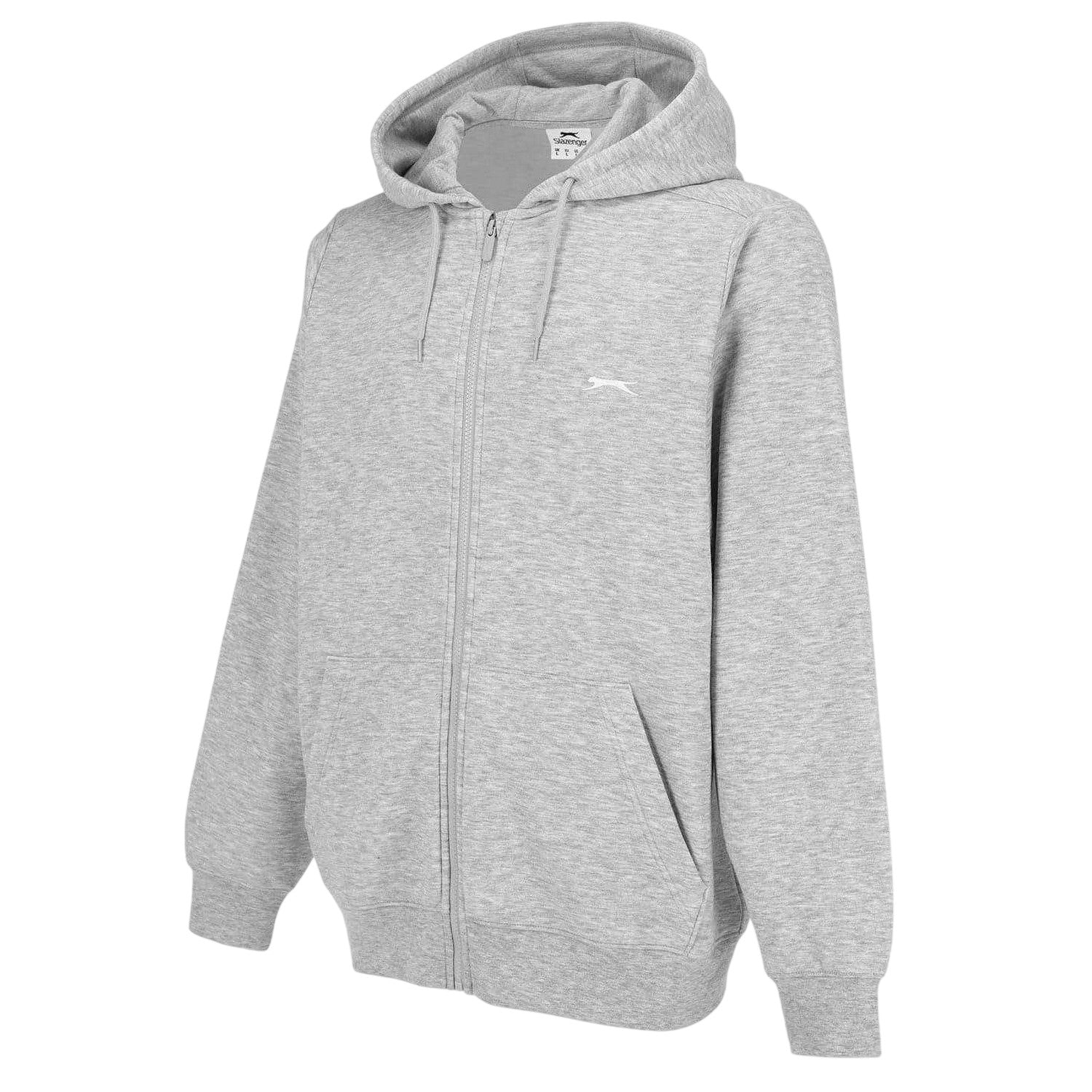 Grey Marl - Side - Slazenger Mens Polycotton Full Zip Hoodie