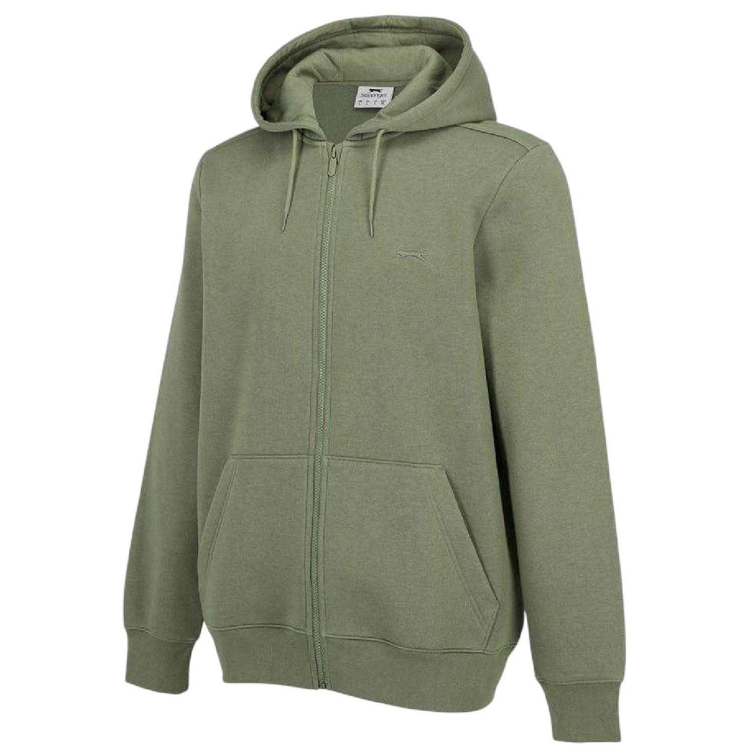 Khaki - Side - Slazenger Mens Polycotton Full Zip Hoodie