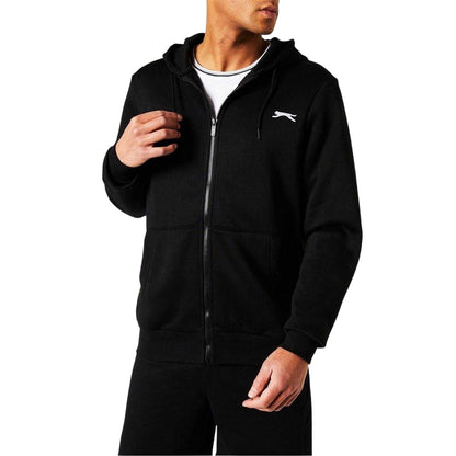 Black - Side - Slazenger Mens Polycotton Full Zip Hoodie
