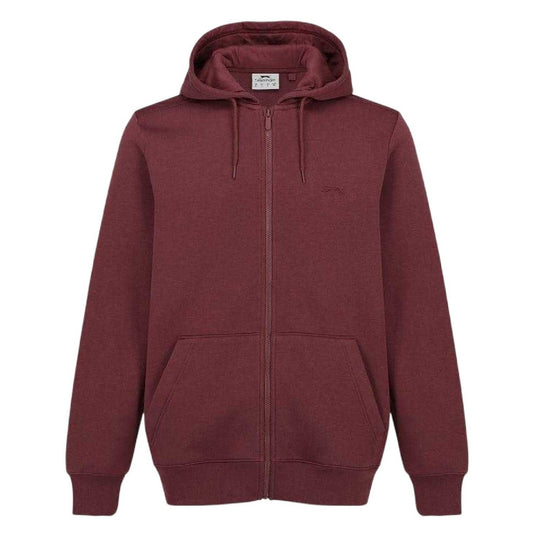 Burgundy - Front - Slazenger Mens Polycotton Full Zip Hoodie