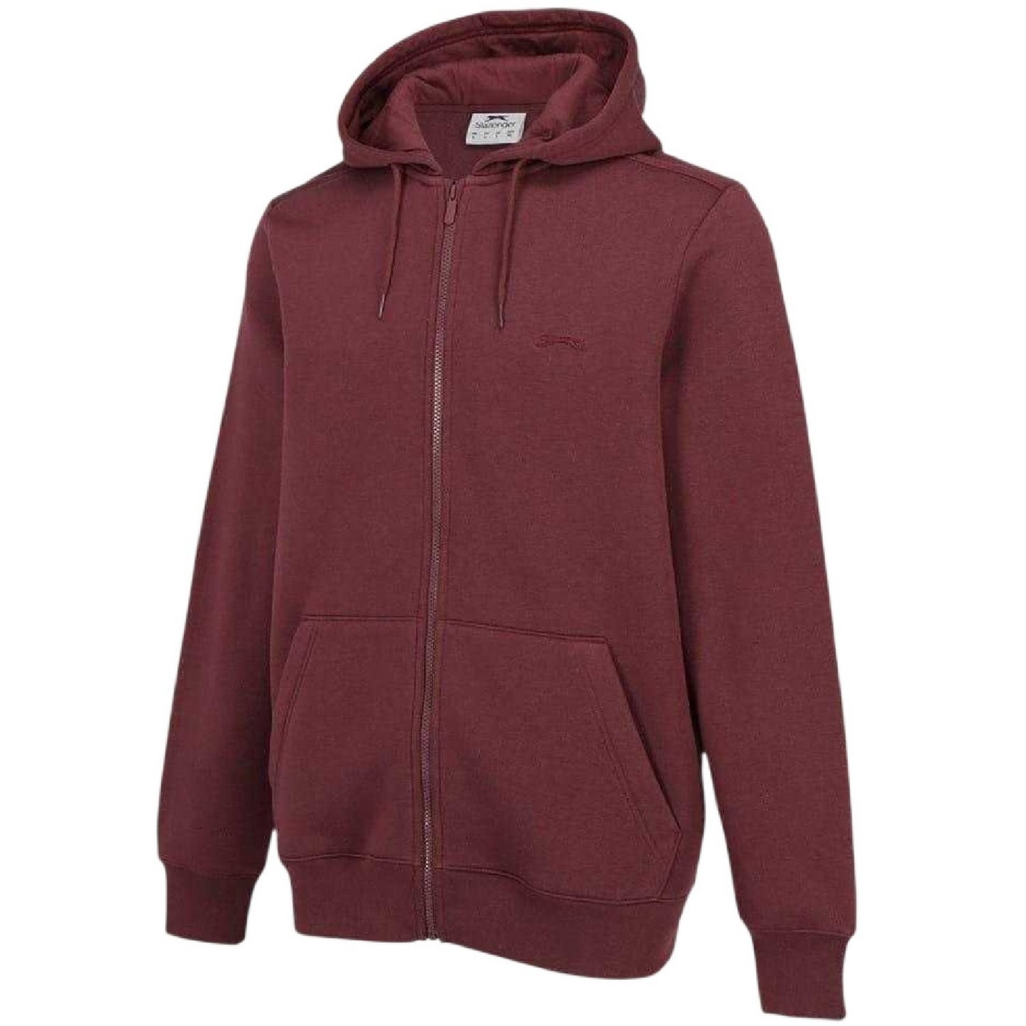 Burgundy - Side - Slazenger Mens Polycotton Full Zip Hoodie
