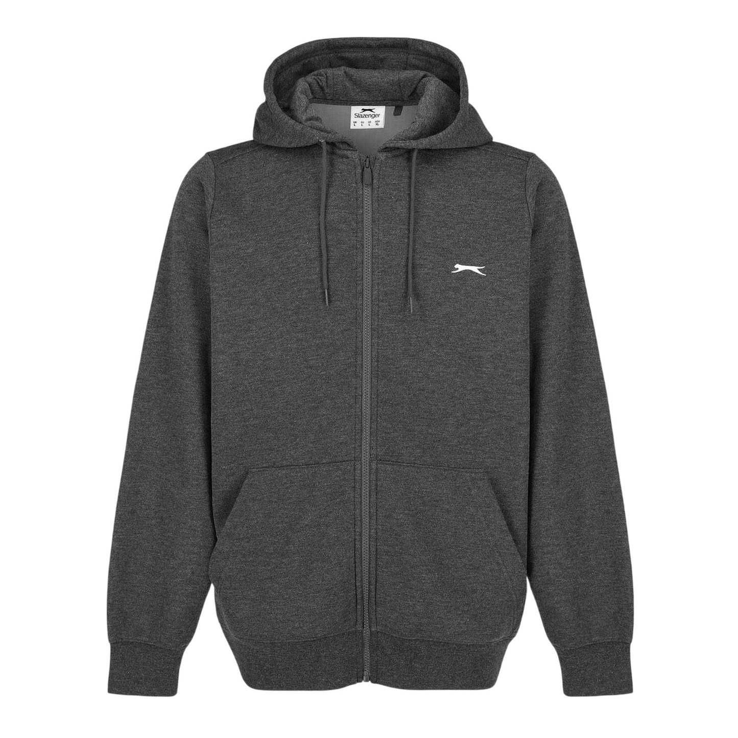 Charcoal Marl - Front - Slazenger Mens Polycotton Full Zip Hoodie