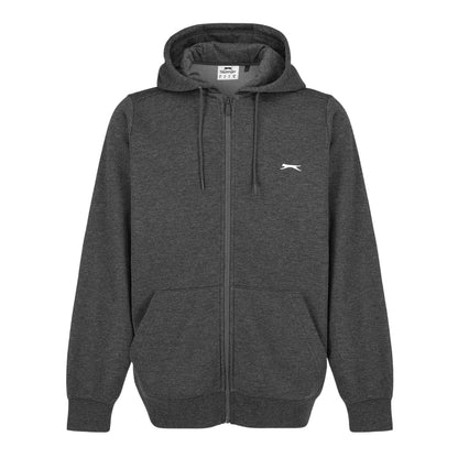Charcoal Marl - Front - Slazenger Mens Polycotton Full Zip Hoodie