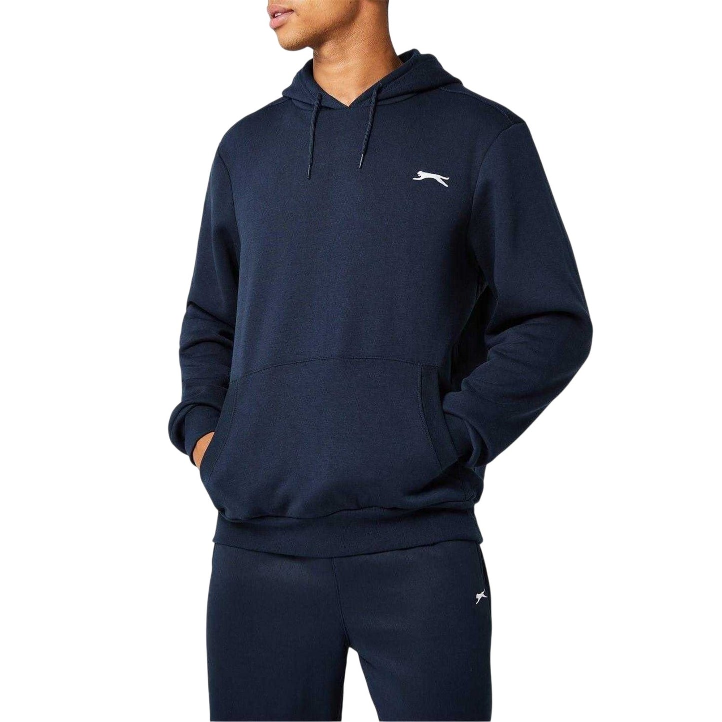 Navy - Side - Slazenger Mens Fleece Hoodie