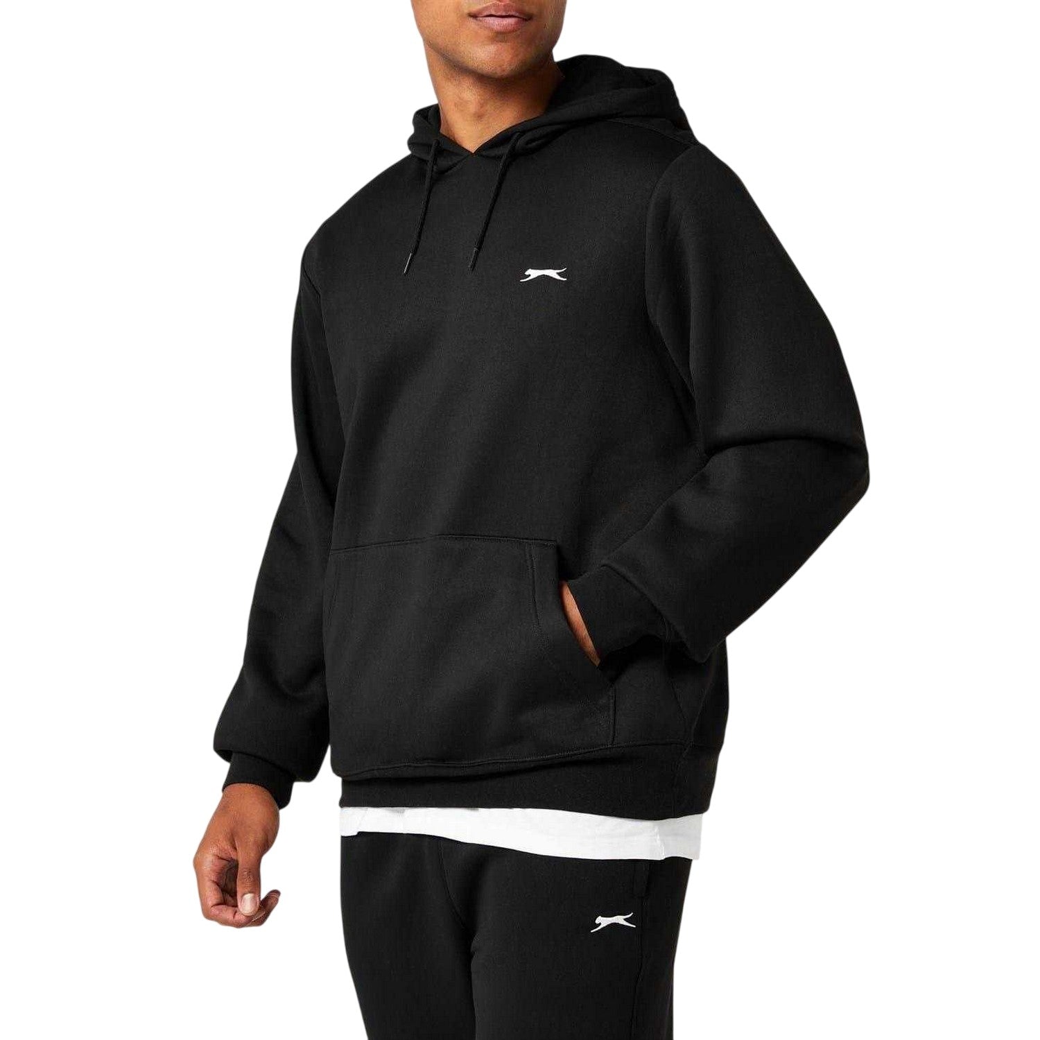Black - Side - Slazenger Mens Fleece Hoodie
