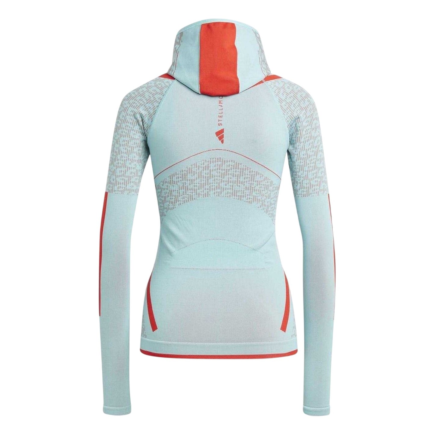 Green - Back - Adidas Womens-Ladies Tech Geometric Technical Funnel Neck Raglan Hoodie