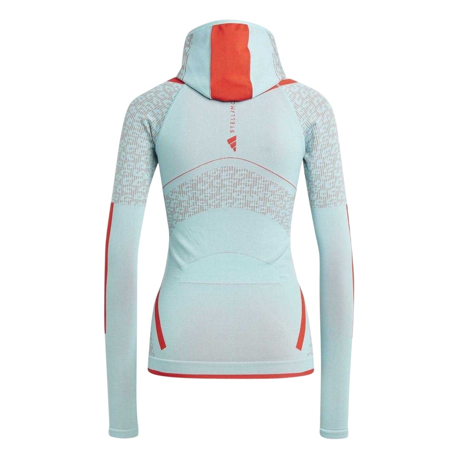Green - Back - Adidas Womens-Ladies Tech Geometric Technical Funnel Neck Raglan Hoodie