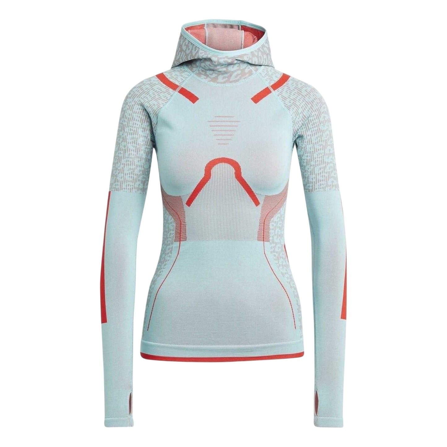 Green - Front - Adidas Womens-Ladies Tech Geometric Technical Funnel Neck Raglan Hoodie
