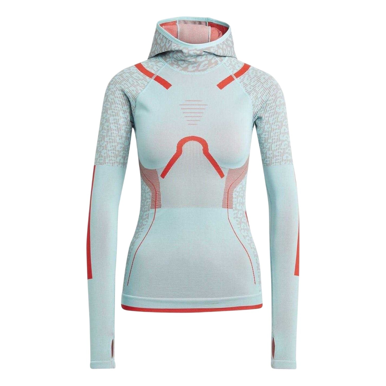 Green - Front - Adidas Womens-Ladies Tech Geometric Technical Funnel Neck Raglan Hoodie