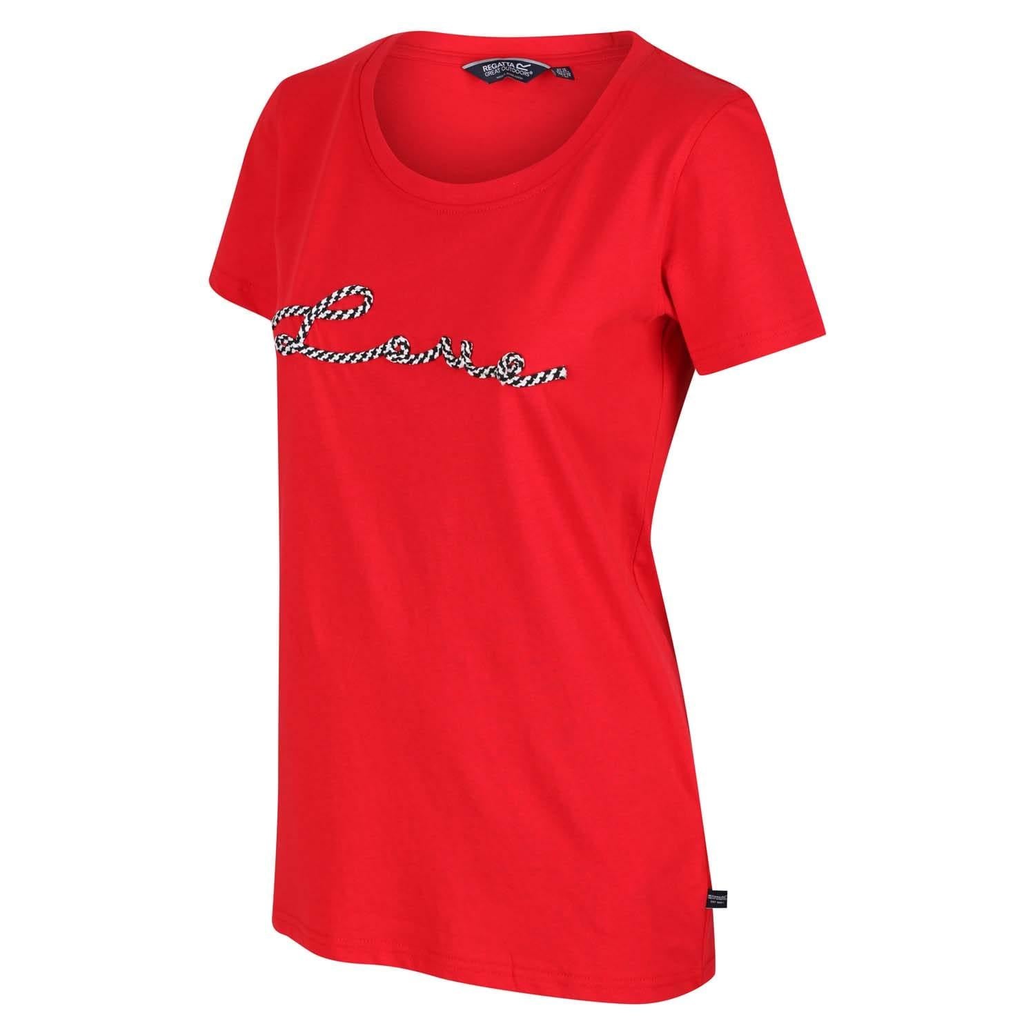 Red - Side - Regatta Womens-Ladies Filandra VI Text Coolweave T-Shirt