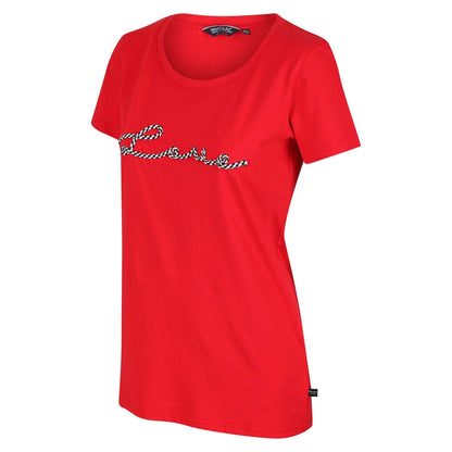 Red - Side - Regatta Womens-Ladies Filandra VI Text Coolweave T-Shirt