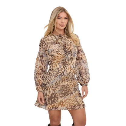 Brown - Front - I Saw It First Womens-Ladies Ruffled Chiffon Mini Dress