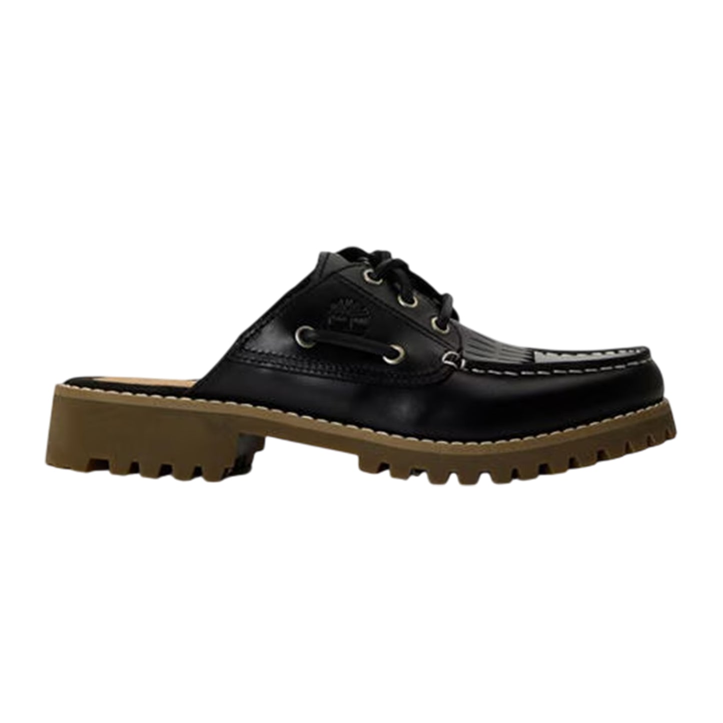 Black - Front - Timberland Womens-Ladies Full Grain Leather Moc Toe Mules
