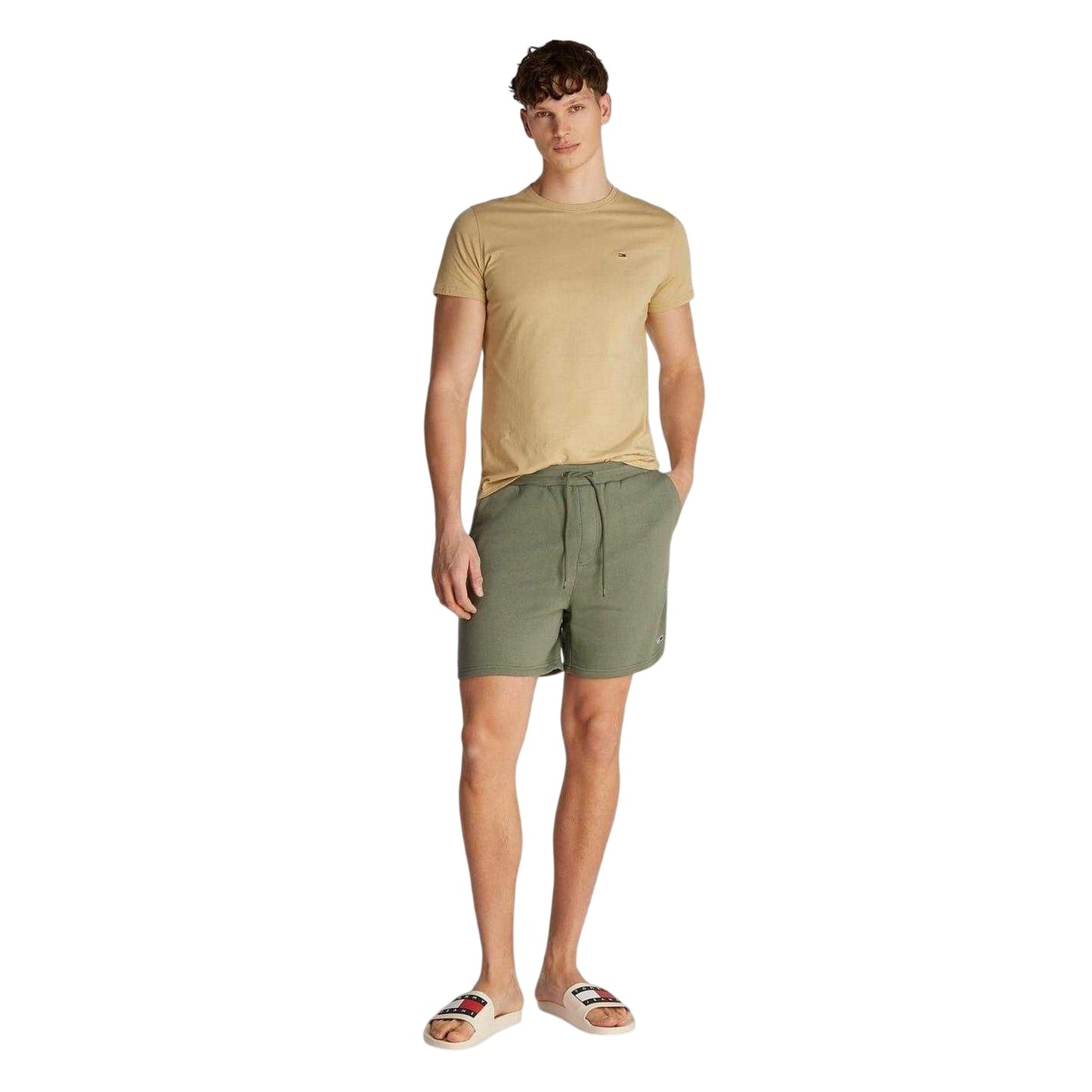 Green - Side - Tommy Jeans Mens Flagbeach Polycotton Logo Shorts