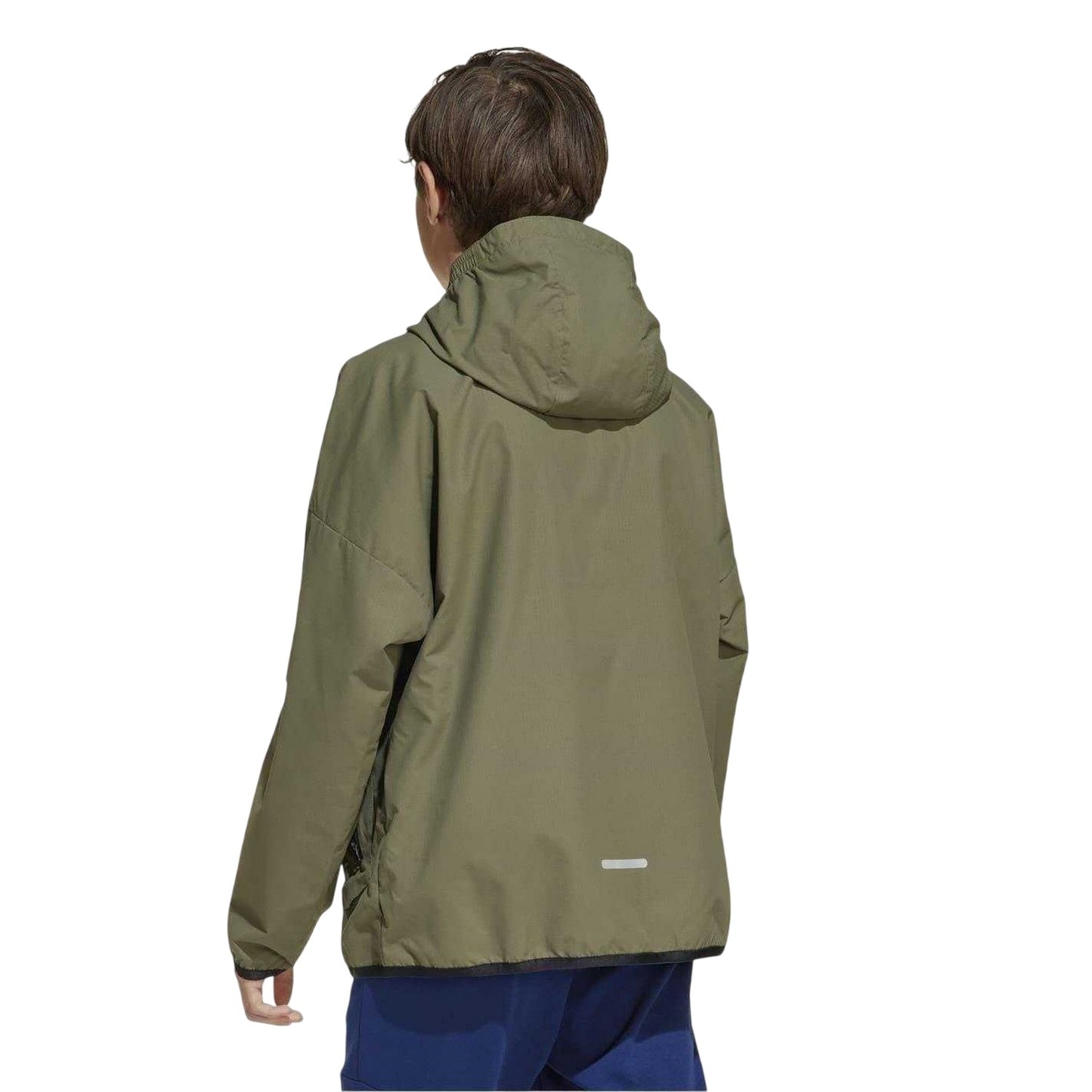 Olive-Black - Back - Adidas Childrens-Kids Zipped Hooded Jacket