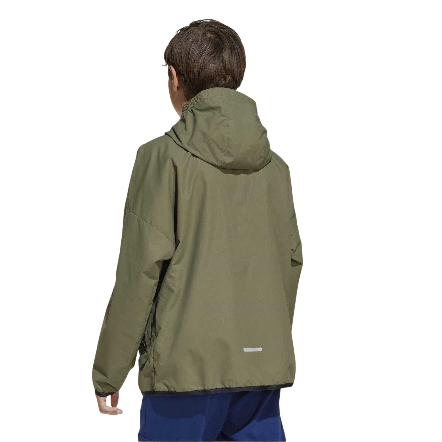Olive-Black - Back - Adidas Childrens-Kids Zipped Hooded Jacket