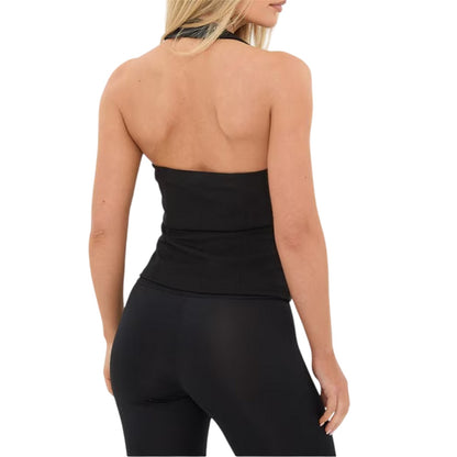 Black - Back - I Saw It First Womens-Ladies Halter Neck Sleeveless Waistcoat