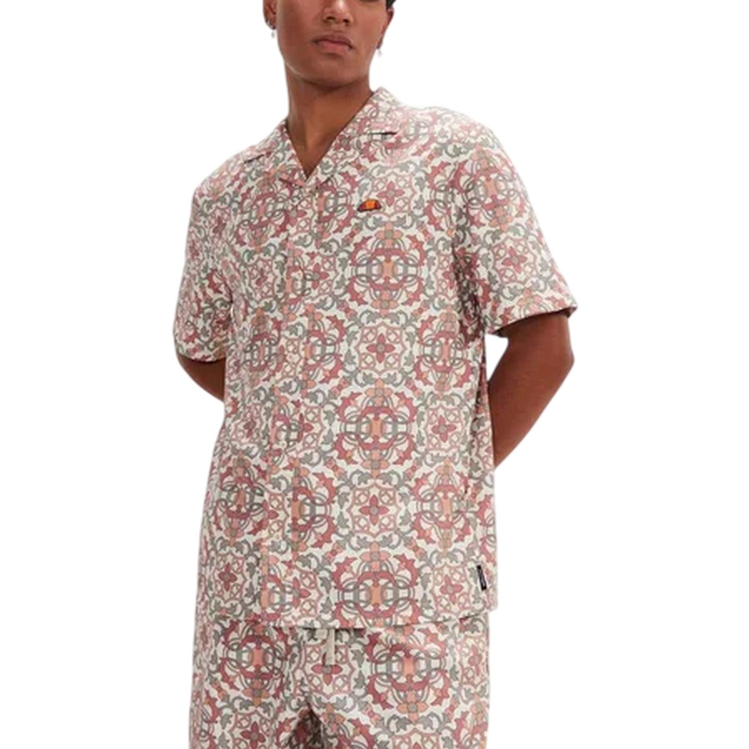 Brown-Beige - Back - Ellesse Mens Melos Geometric Short-Sleeved Shirt
