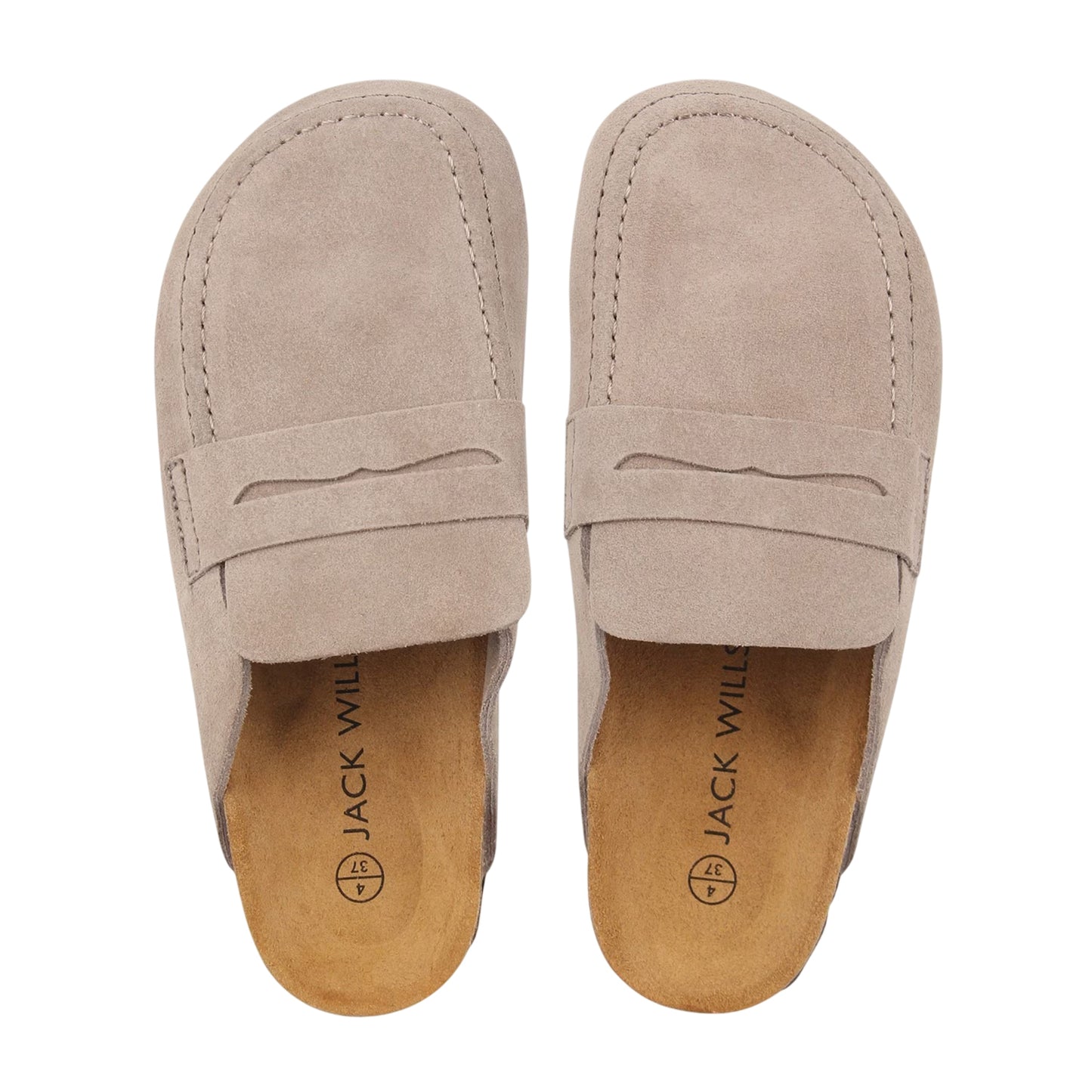 Taupe - Side - Jack Wills Womens-Ladies Shuv Moc Leather Open Back Loafers
