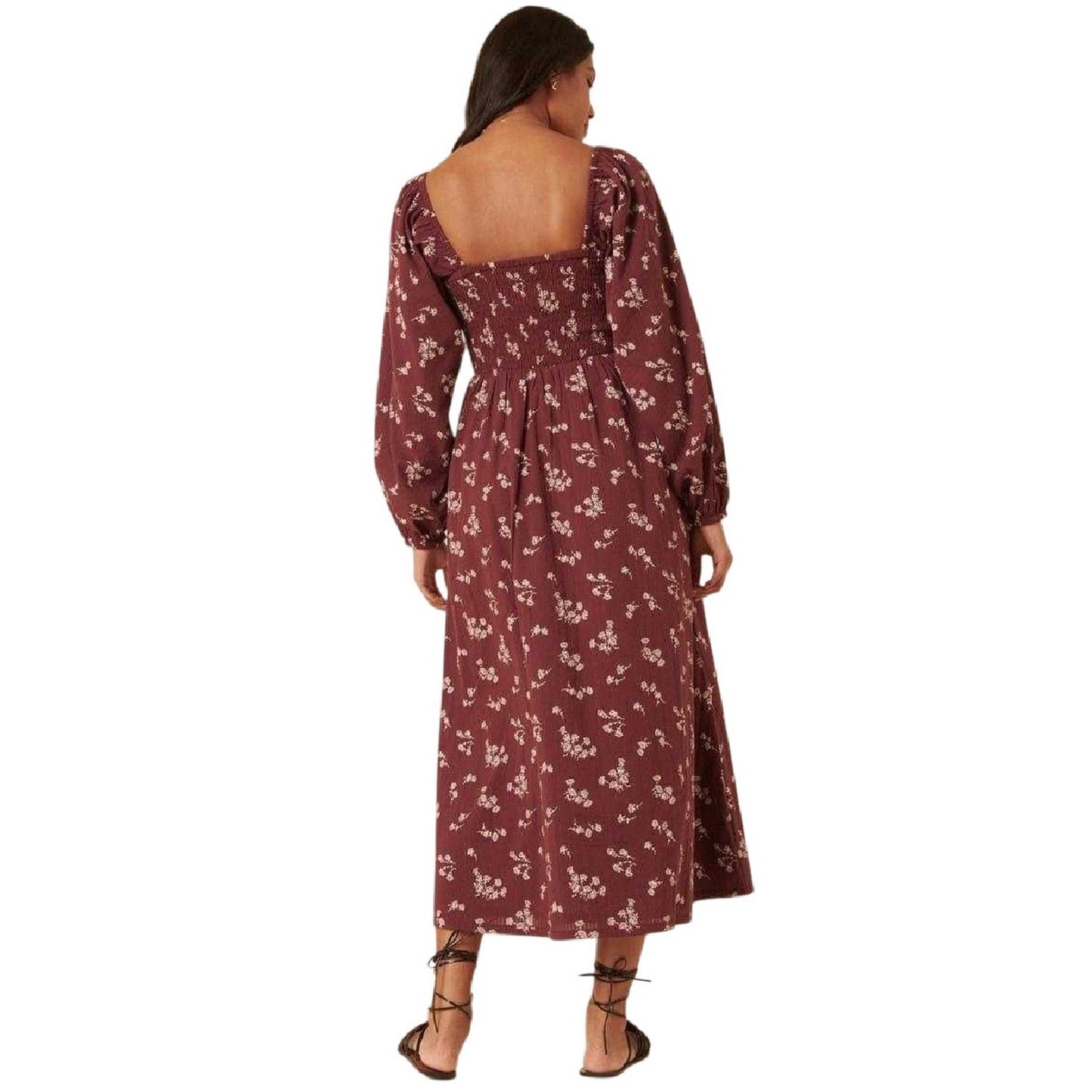 Burgundy - Back - Nobody´s Child Womens-Ladies Imogen Long-Sleeved Midi Dress