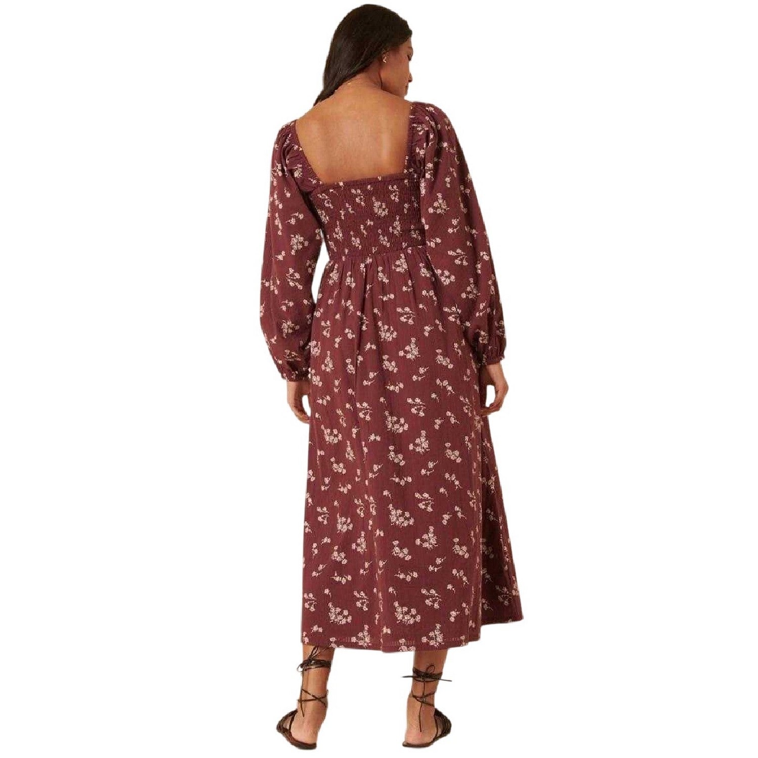 Burgundy - Back - Nobody´s Child Womens-Ladies Imogen Long-Sleeved Midi Dress