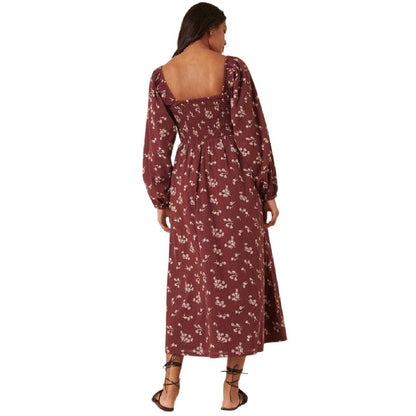 Burgundy - Back - Nobody´s Child Womens-Ladies Imogen Long-Sleeved Midi Dress