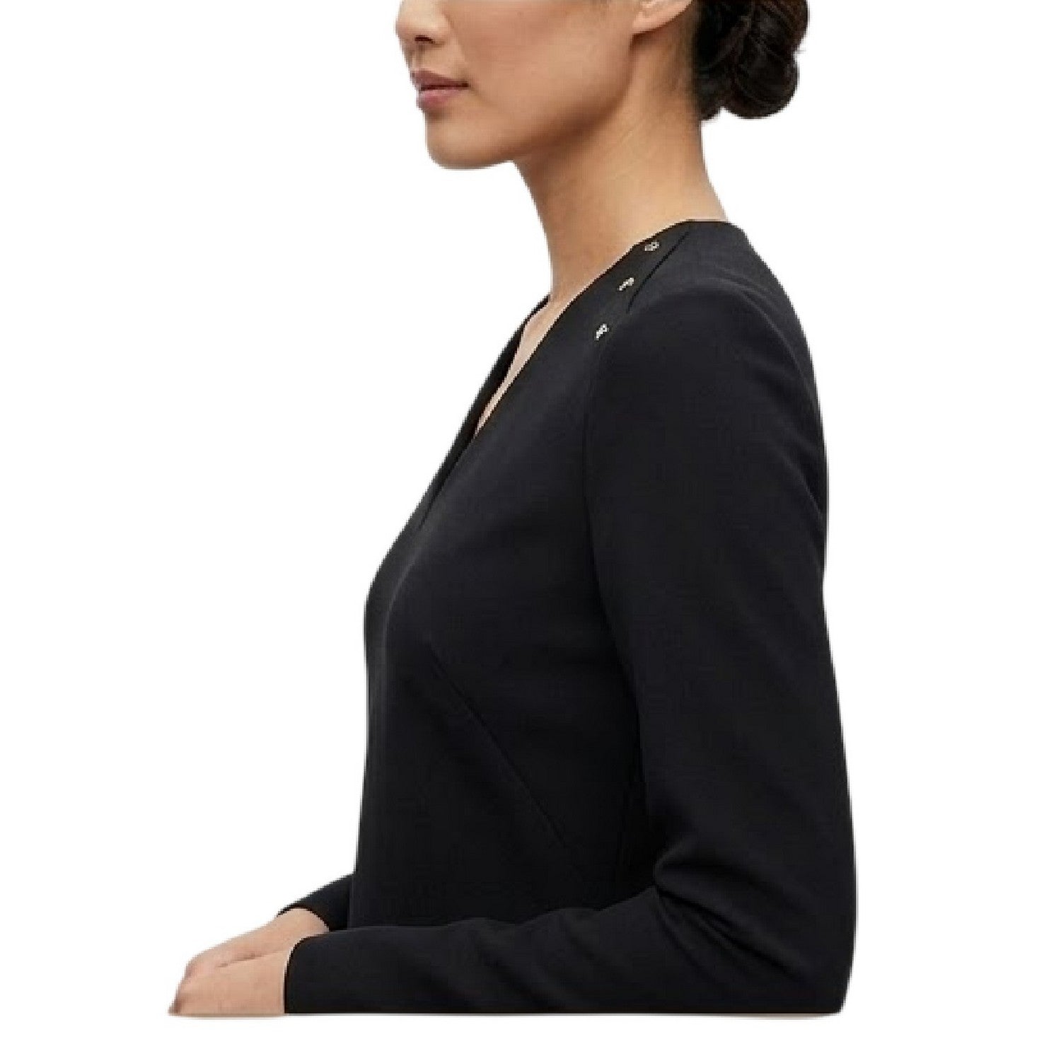 Black - Side - Boss Womens-Ladies Dariva Midi Dress