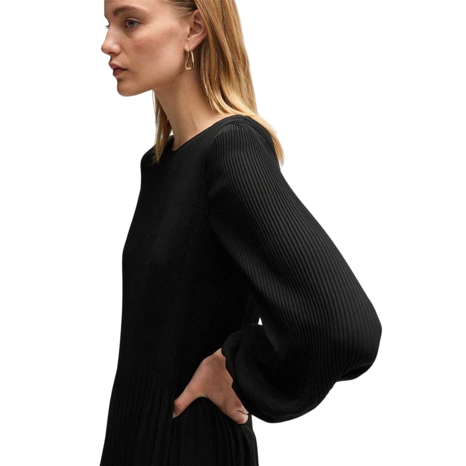 Black - Lifestyle - Boss Womens-Ladies Pleated Skater Dress