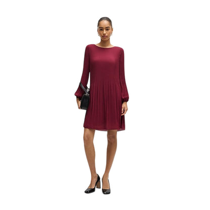 Dark Red - Side - Boss Womens-Ladies Pleated Skater Dress