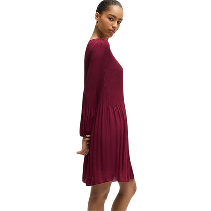 Dark Red - Lifestyle - Boss Womens-Ladies Pleated Skater Dress