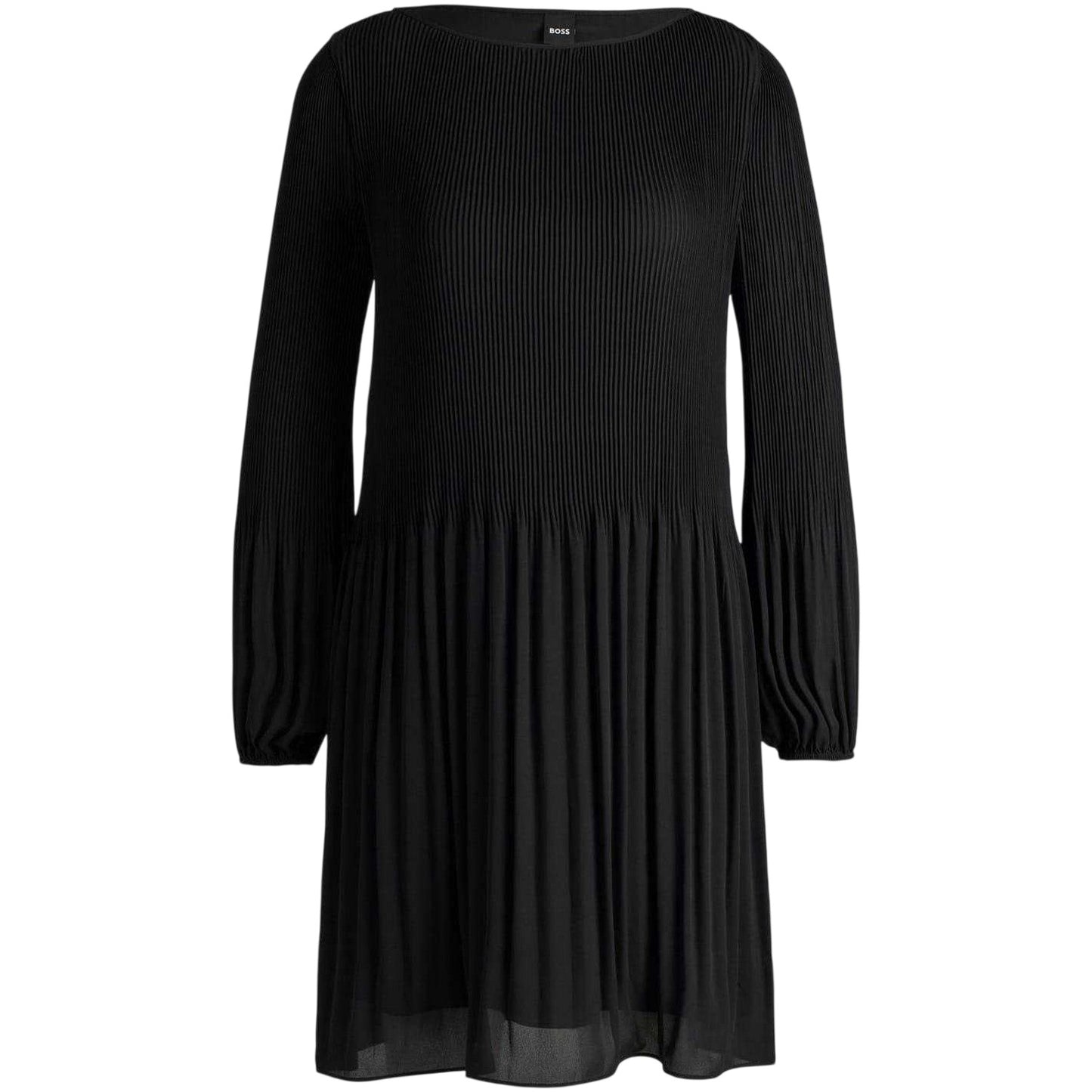 Black - Front - Boss Womens-Ladies Pleated Skater Dress