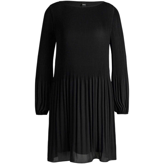 Black - Front - Boss Womens-Ladies Pleated Skater Dress