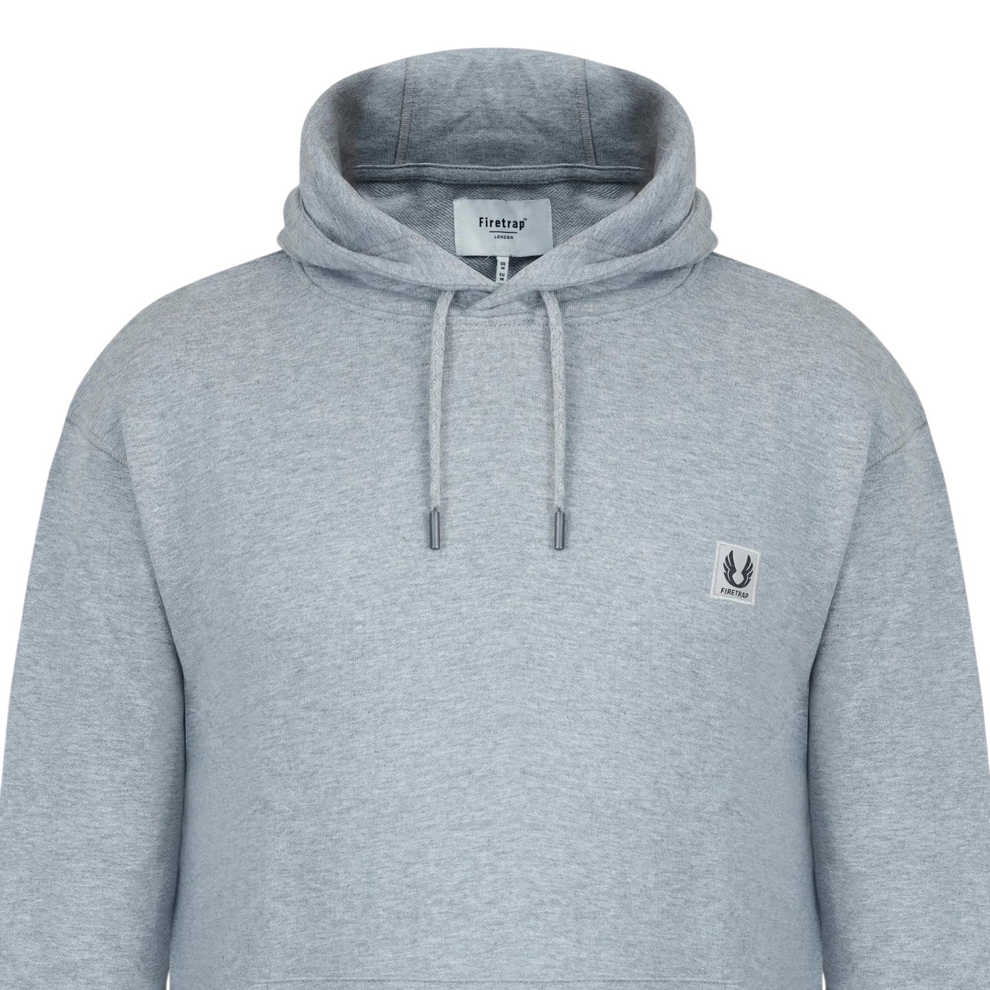 Grey Marl Marl - Side - Firetrap Mens Drawstring Hoodie