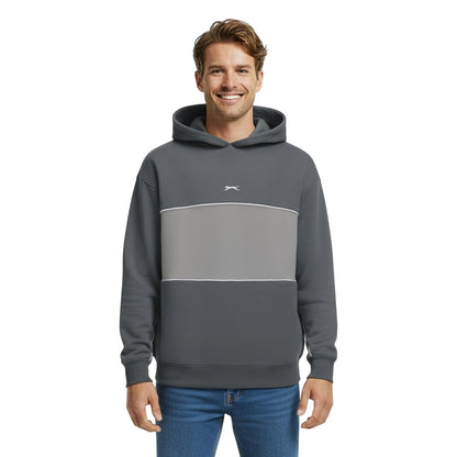 Slate - Side - Slazenger Mens Colour Block Drawstring Hoodie