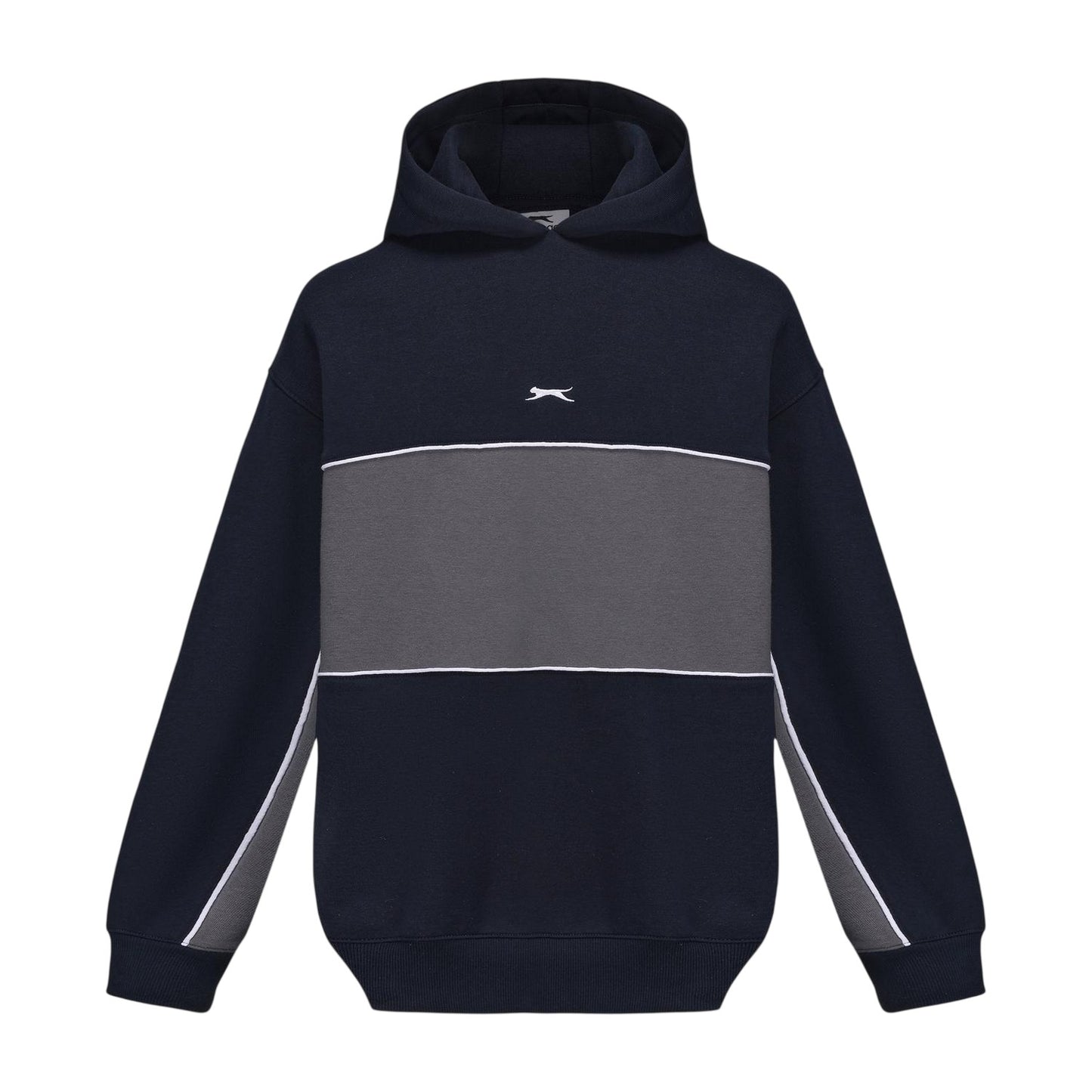 Navy - Front - Slazenger Mens Colour Block Drawstring Hoodie