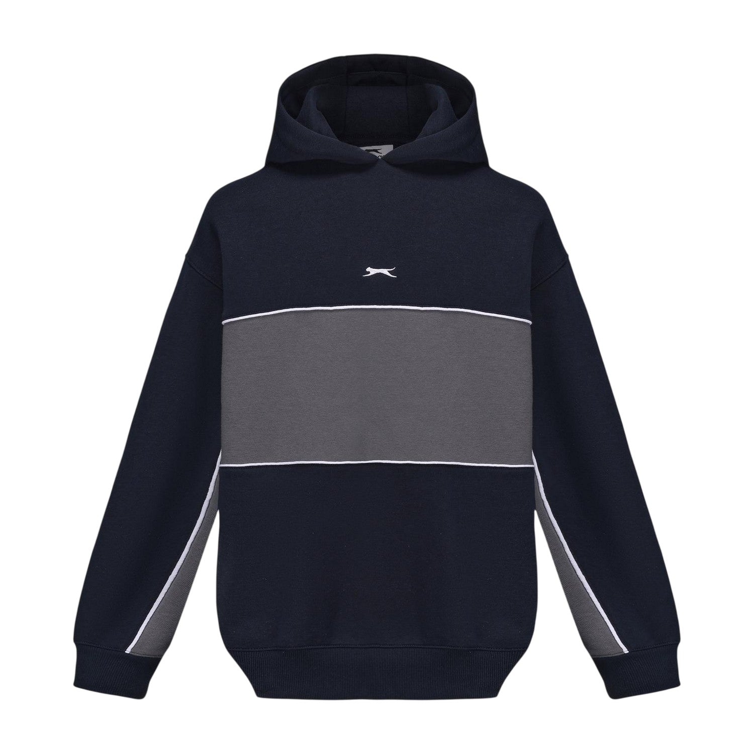 Navy - Front - Slazenger Mens Colour Block Drawstring Hoodie