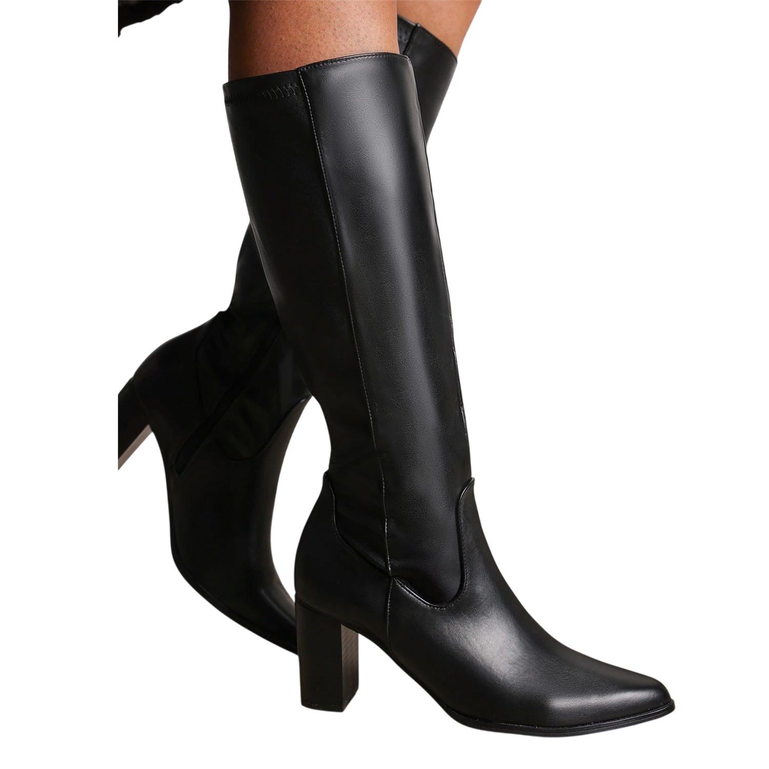 Black - Front - Where´s That From Womens-Ladies Block Heel Knee-High Boots