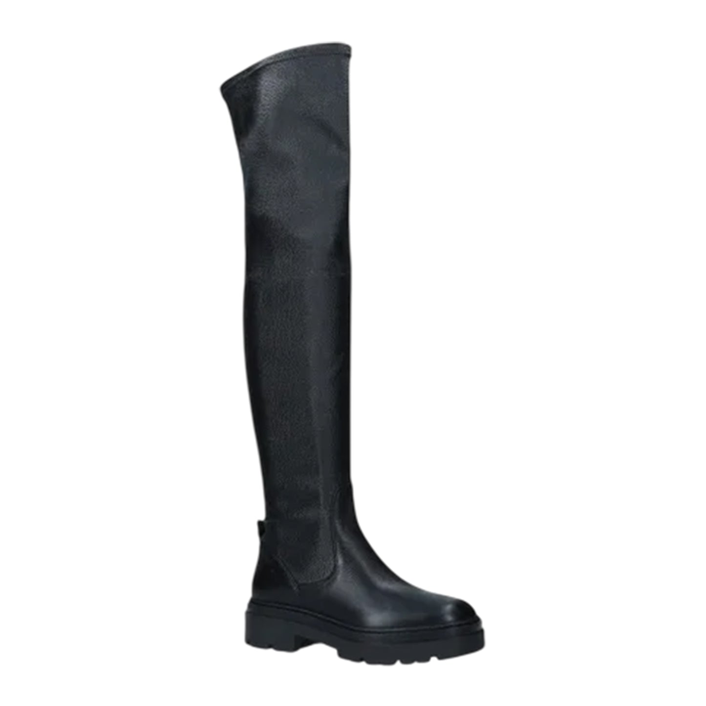 Black - Side - Diesel Womens-Ladies Leather Block Heel Thigh-High Boots