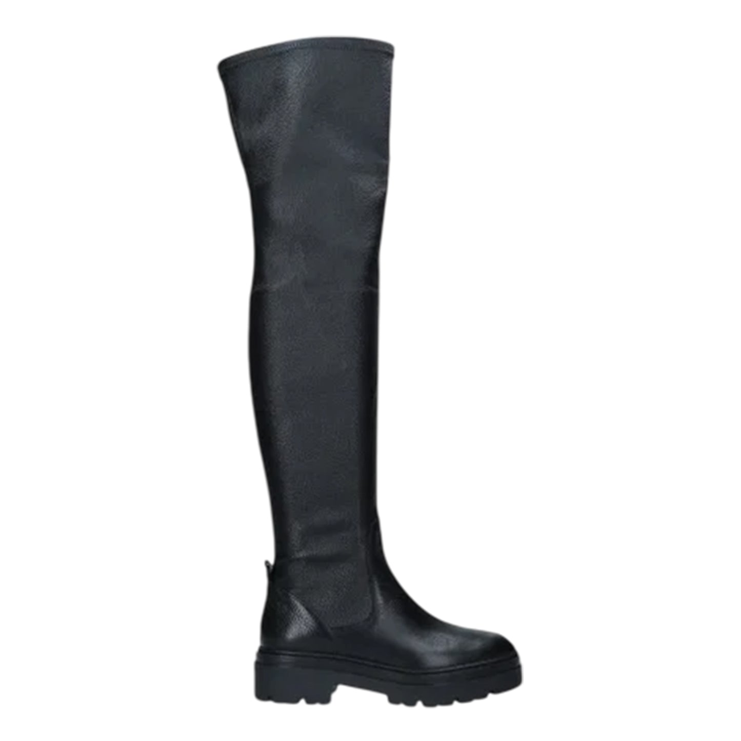 Black - Front - Diesel Womens-Ladies Leather Block Heel Thigh-High Boots