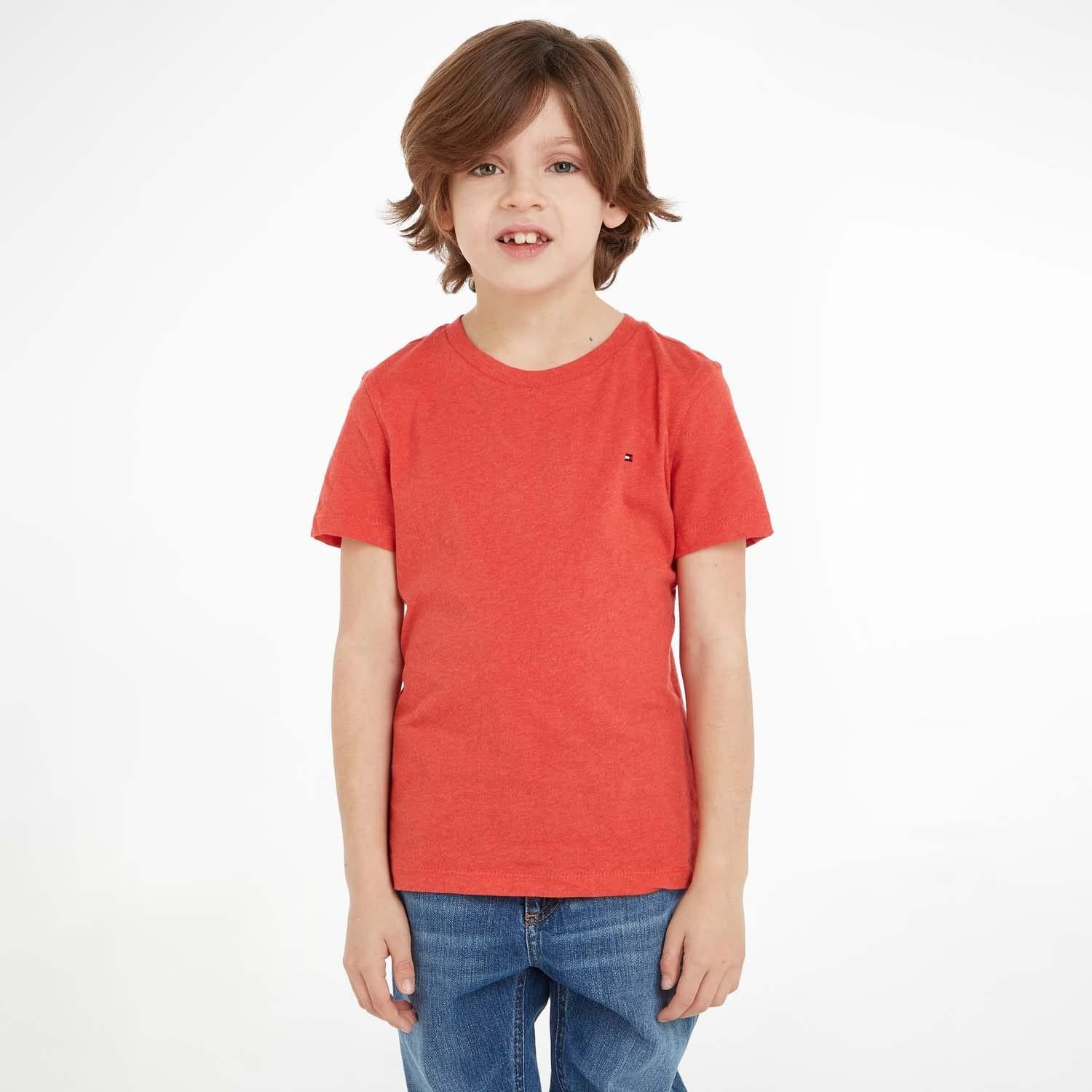 Red - Side - Tommy Hilfiger Childrens-Kids Organic Cotton T-Shirt