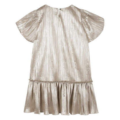 Light Gold - Back - Billieblush Girls Crew Neck Boxy Short-Sleeved Dress