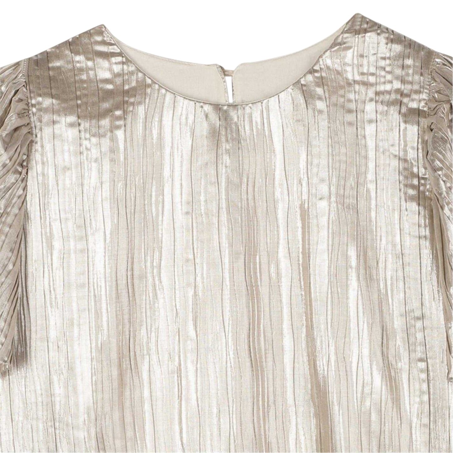 Light Gold - Side - Billieblush Girls Crew Neck Boxy Short-Sleeved Dress