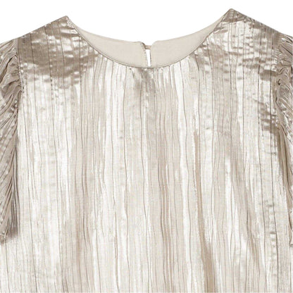 Light Gold - Side - Billieblush Girls Crew Neck Boxy Short-Sleeved Dress