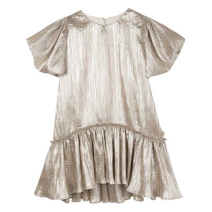 Light Gold - Front - Billieblush Girls Crew Neck Boxy Short-Sleeved Dress